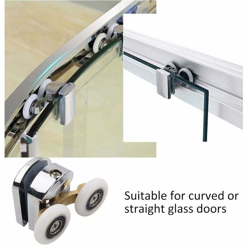 Shower Door Roller, 4pcs Double Shower Door Rollers Sliding Door Wheel Replacement for Shower Enclosure for V1237-ZY-203-2877