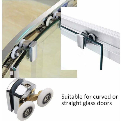 Shower Door Roller, 4pcs Double Shower Door Rollers Sliding Door Wheel Replacement for Shower Enclosure for V1237-ZY-203-2877