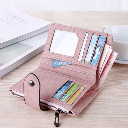 The New Trendy Foldable Small Wallet Women Leather Card Holder Wallet Light Green V1237-ZY-203-2882