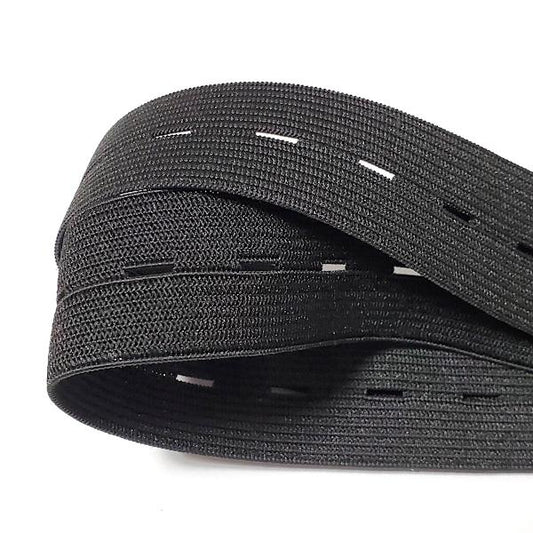 Elastic buttonhole tape, practical and versatile black elastic band, width: 2.5 cm Width: 2.5cm-yux Width: V1237-ZY-203-2892