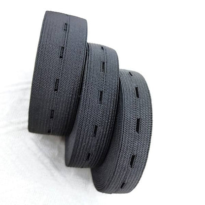 Elastic buttonhole tape, practical and versatile black elastic band, width: 2.5 cm Width: 2.5cm-yux Width: V1237-ZY-203-2892