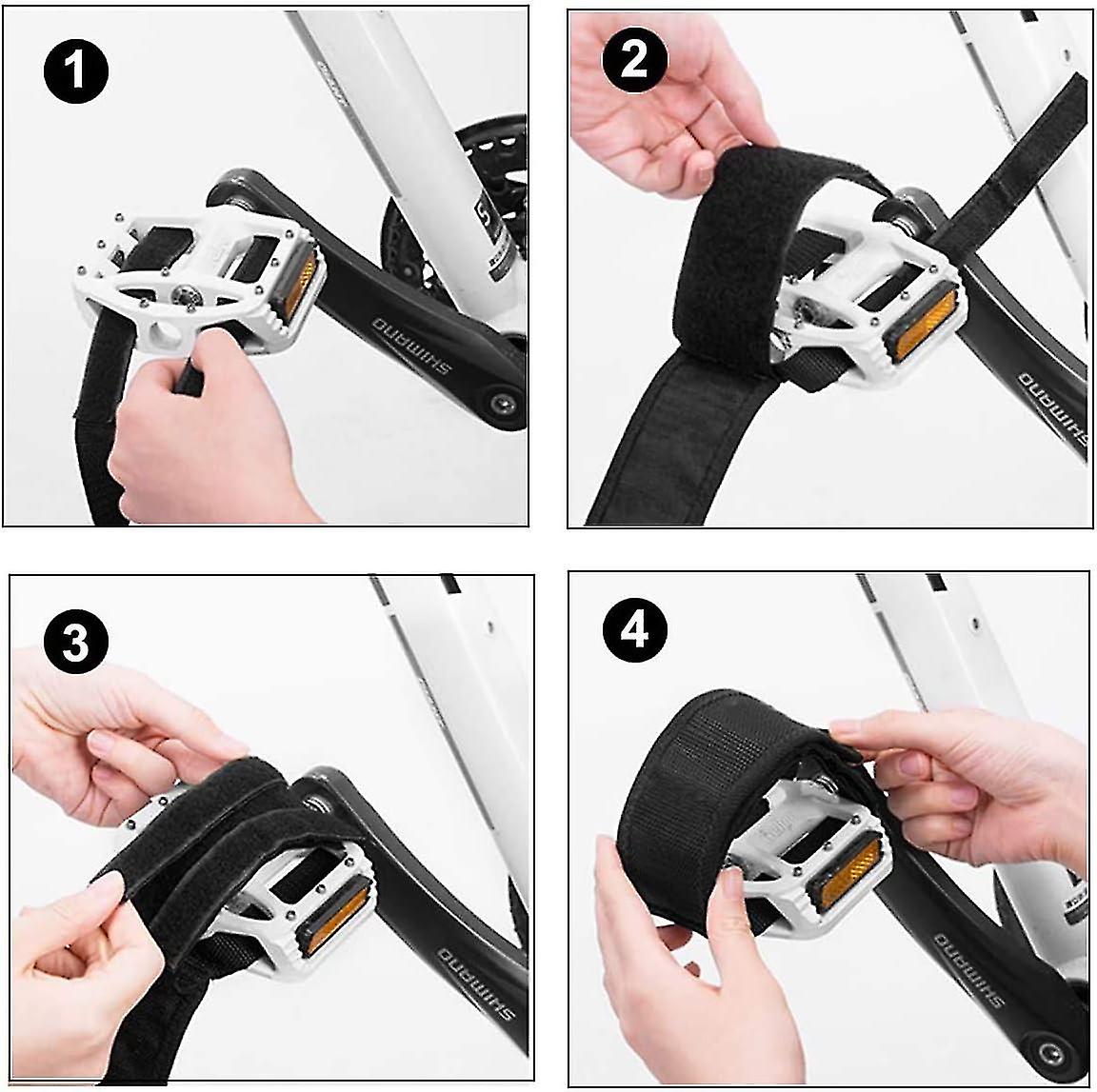Pair Universal Bicycle Pedal Straps, Adjustable Non-Slip Double Adhesive Pedal Toe Clips Nylon Pedal Straps, V1237-ZY-203-2897