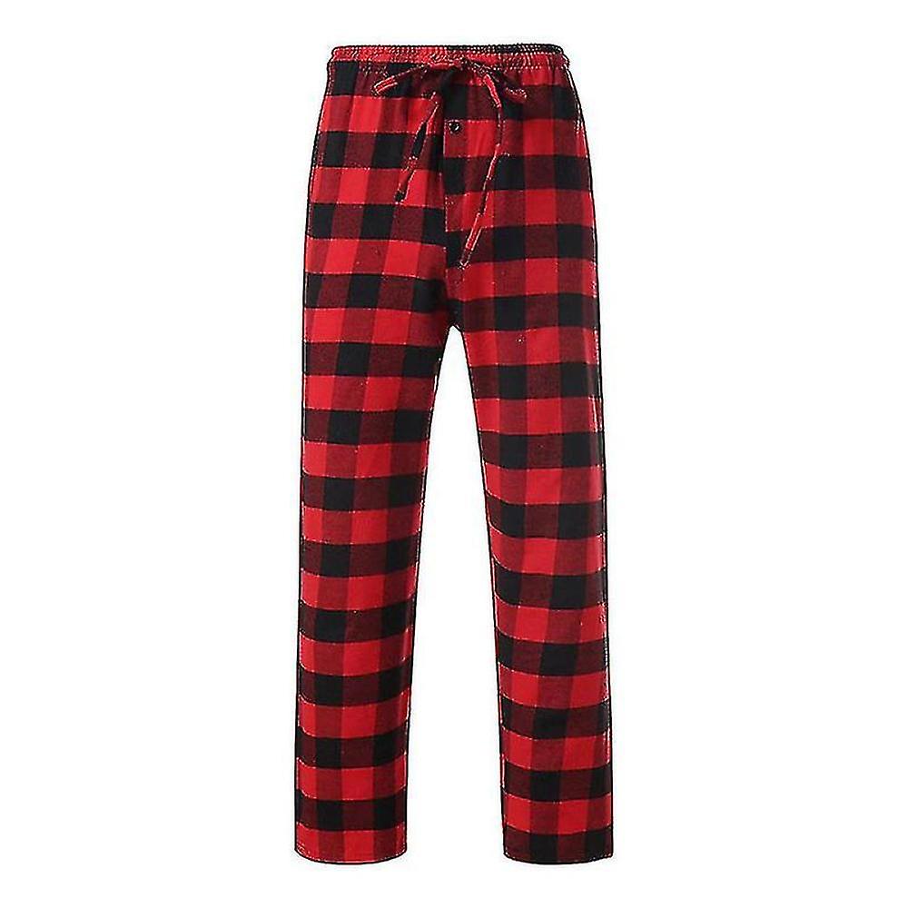 Men's Pajama Pants with Pockets, Soft Flannel Plaid Pajama Pants for Sleep M Gray V1237-ZY-203-2913