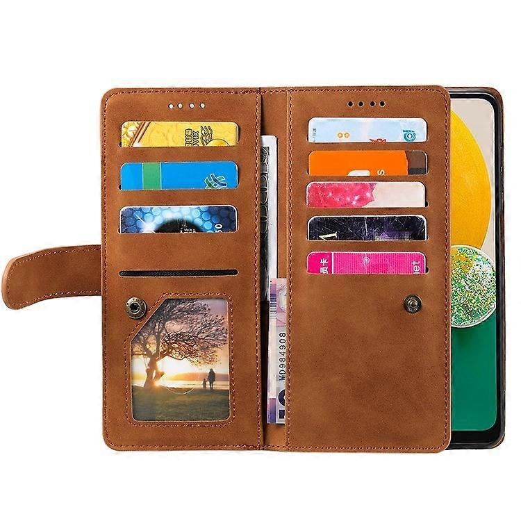 Compatible Case for Samsung Galaxy A26 5G PU Leather Phone Case with Zipper Wallet 9 Card Slots-Perfect Brown V1237-ZY-203-2938