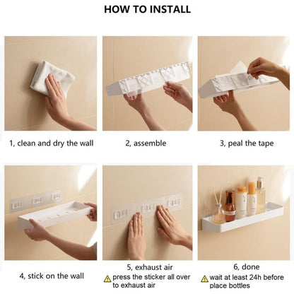 Set of 2 shower shelves, shower shelf without drilling, wall shelf with 6 removable hooks, for bathroom, V1237-ZY-203-2946