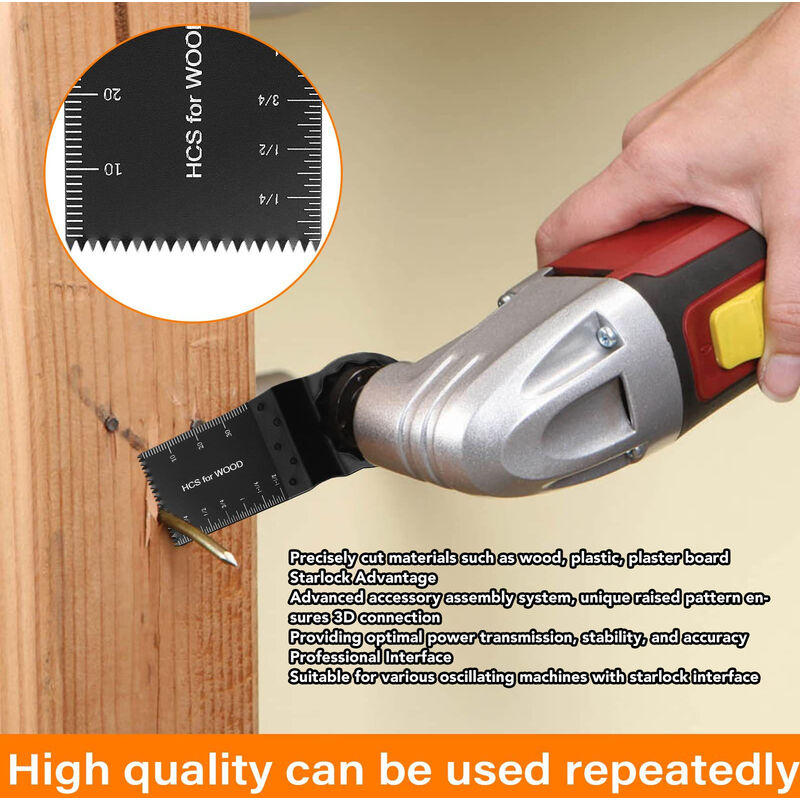 10pcs Oscillating Saw Blades, Oscillating Multitool Accessory Set, Universal Saw Blade for Dremel, Bosch, V1237-ZY-203-2980