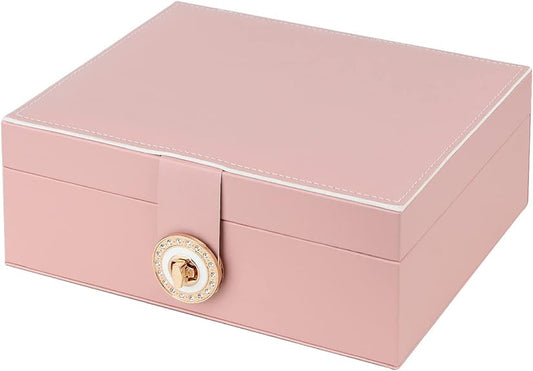 Jewelry Box for Storing Necklaces, Earrings, Bracelets and Rings, Large PU Leather with 3 Layers Stackable V1237-ZY-203-2994