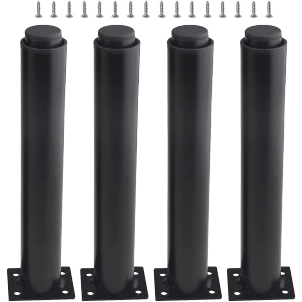 (25-42 cm, black) Set of 4 sturdy adjustable metal furniture legs V1237-ZY-203-2998