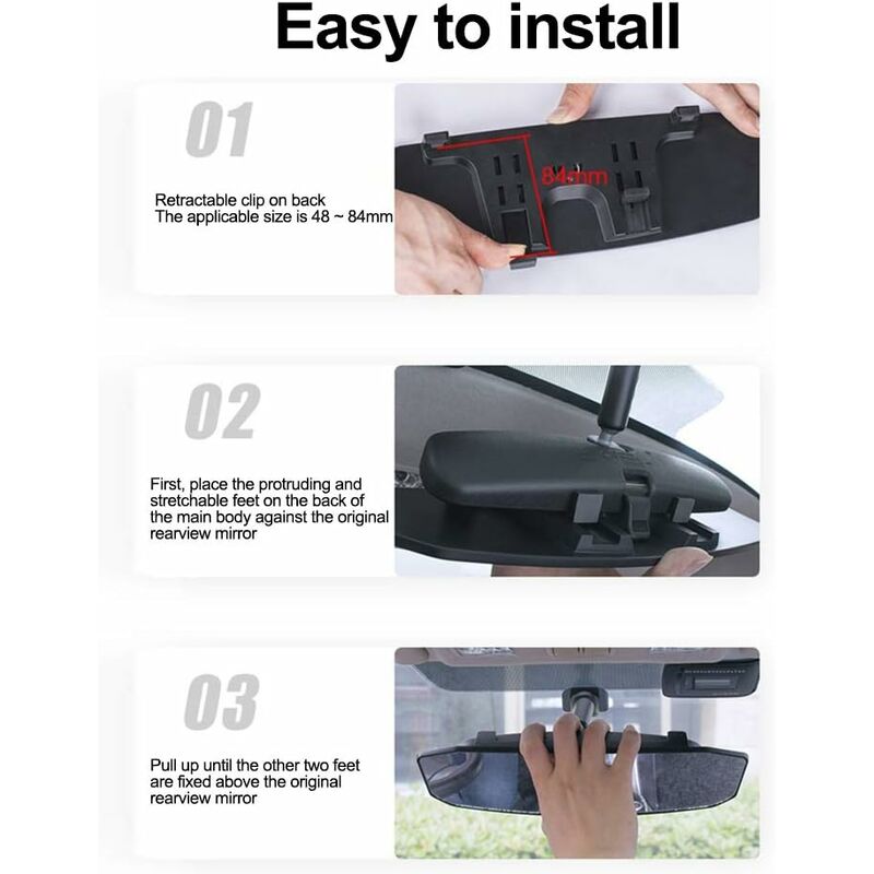 Universal Wide Angle Panoramic Interior Rearview Mirror for Car or Truck Cabin 23884mm V1237-ZY-203-3004