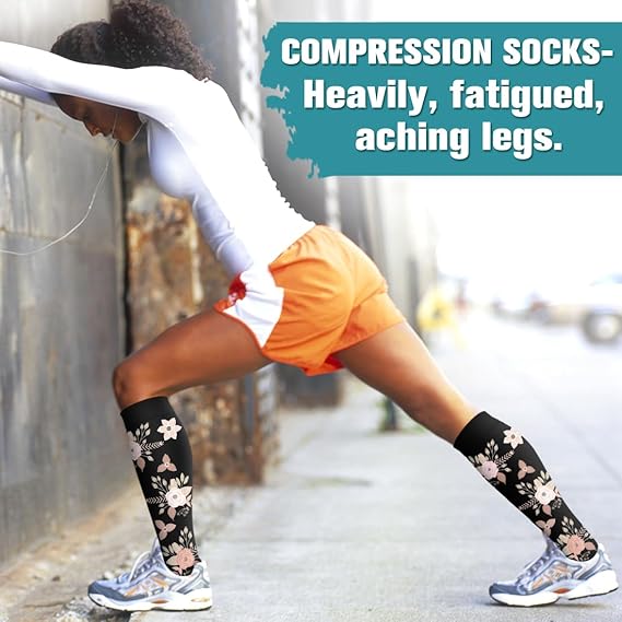 Compression Socks for Women & Men Circulation (6 Pairs) - Graduated Support Socks for Running, Athletic V1237-ZY-203-3028