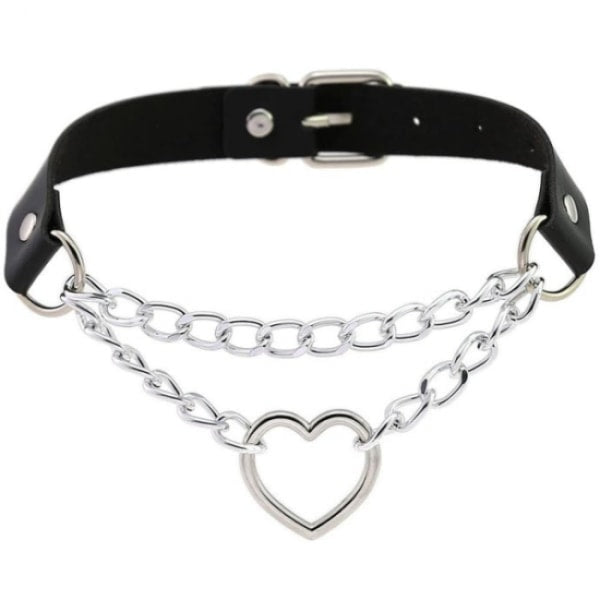 Black PU Leather Necklace with Heart V1237-ZY-203-3040