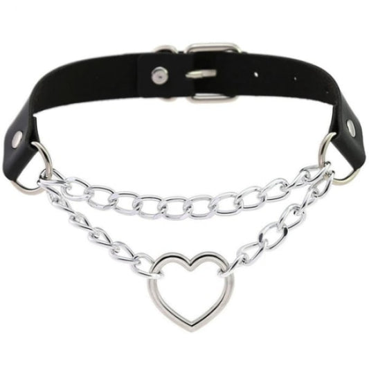 Black PU Leather Necklace with Heart V1237-ZY-203-3040