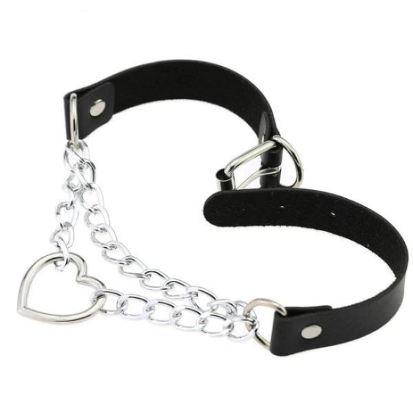 Black PU Leather Necklace with Heart V1237-ZY-203-3040