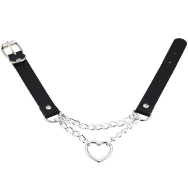 Black PU Leather Necklace with Heart V1237-ZY-203-3040
