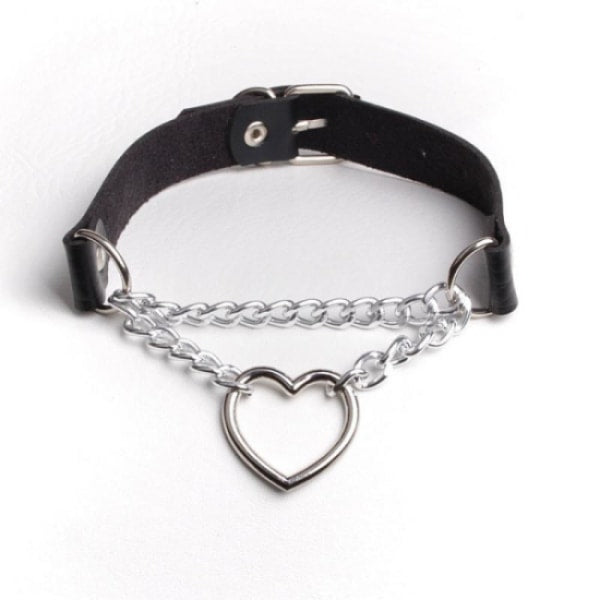 Black PU Leather Necklace with Heart V1237-ZY-203-3040