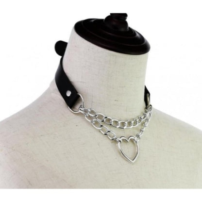 Black PU Leather Necklace with Heart V1237-ZY-203-3040