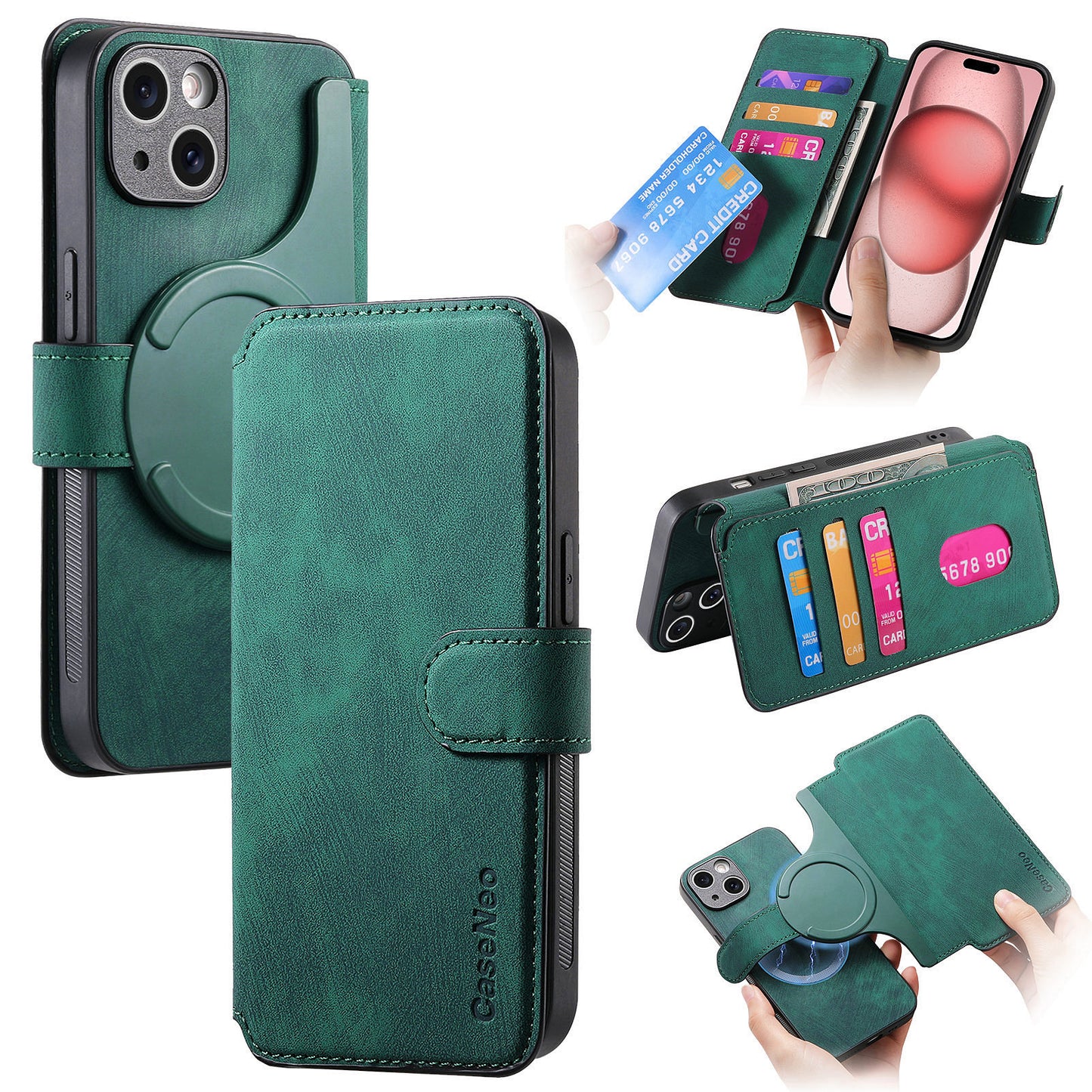 New Magnetic Two-in-one Separation Structure Mobile Phone Case - Card Holder RFID Anti-theft Brush - Suitable V1237-ZY-203-3050