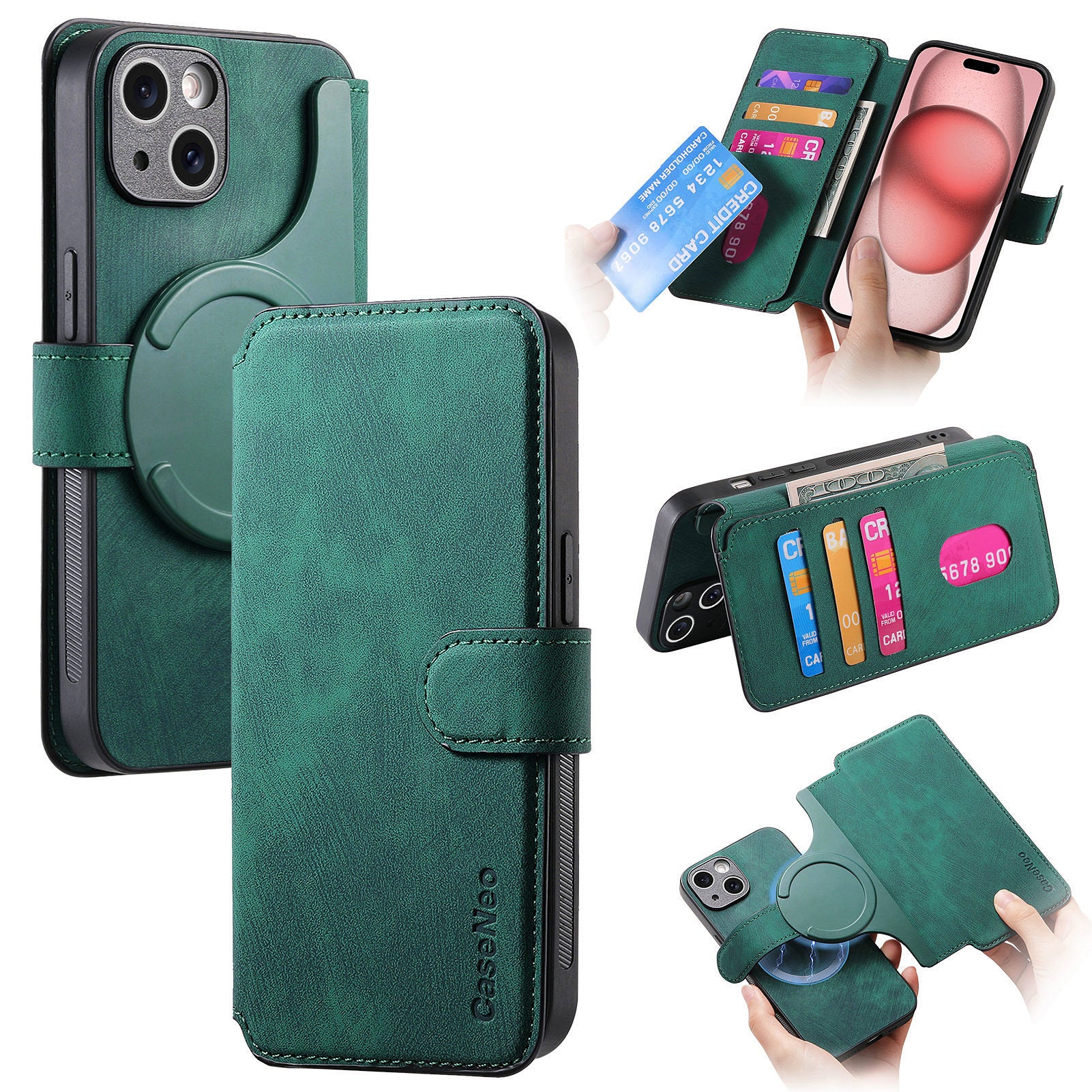 New Magnetic Two-in-one Separation Structure Mobile Phone Case - Card Holder RFID Anti-theft Brush - Suitable V1237-ZY-203-3050