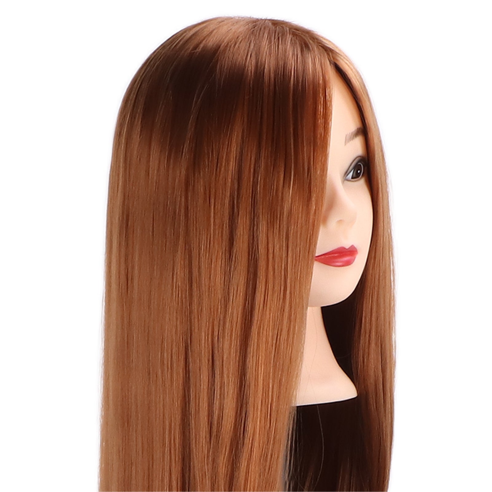 Hairdressing Mannequin Head Light Brown Hair Braid Styling Training Doll Head (with Makeup) V1237-ZY-203-3089