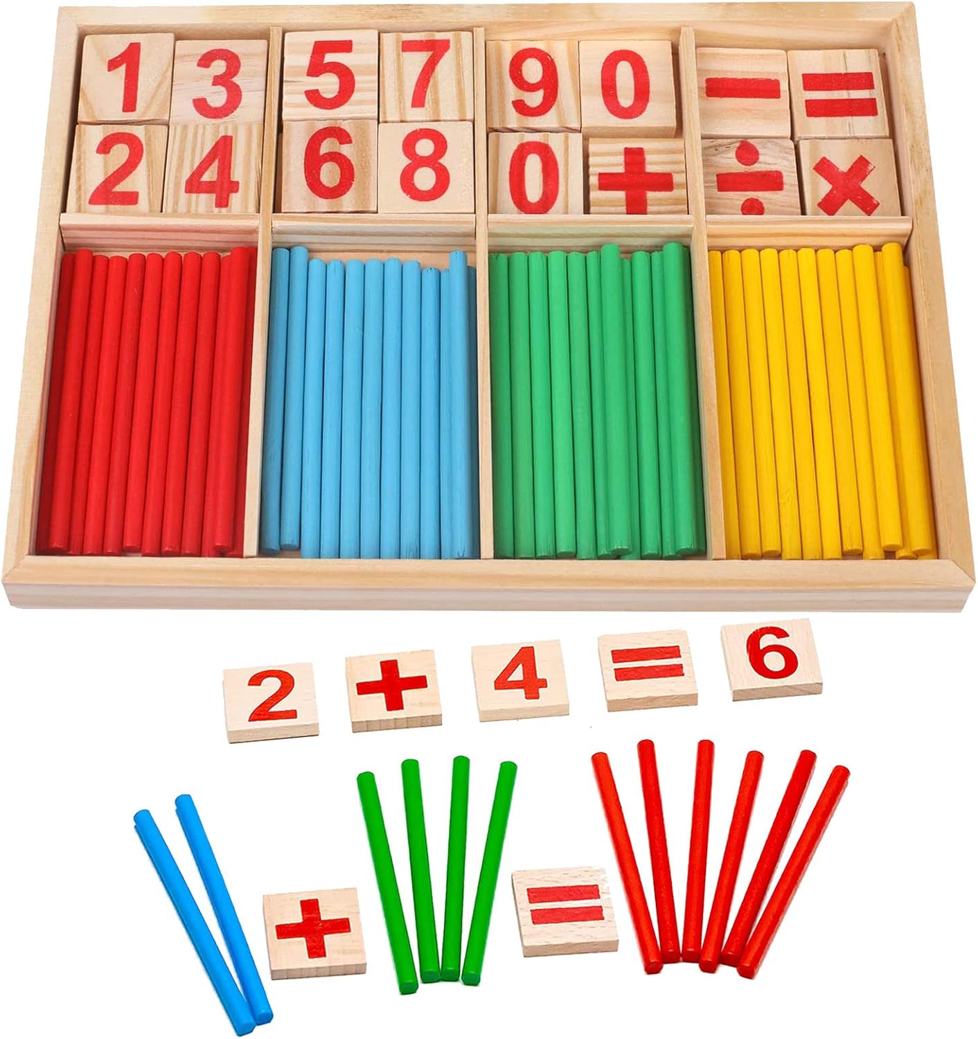Montessori Math Toy, Wooden Sticks Digital Game with Counting Blo V1237-ZY-203-3119
