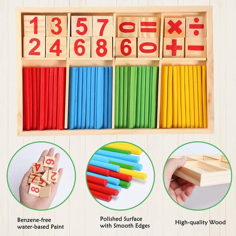 Montessori Math Toy, Wooden Sticks Digital Game with Counting Blo V1237-ZY-203-3119