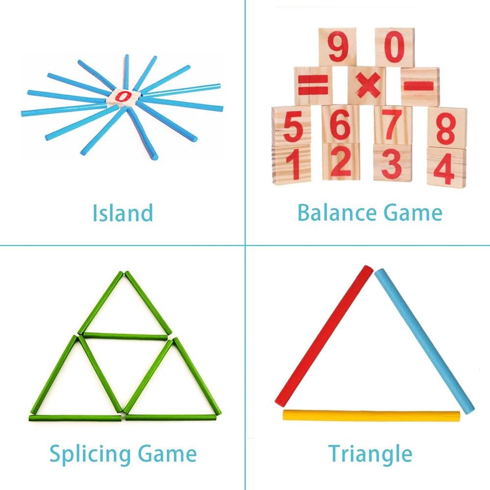 Montessori Math Toy, Wooden Sticks Digital Game with Counting Blo V1237-ZY-203-3119