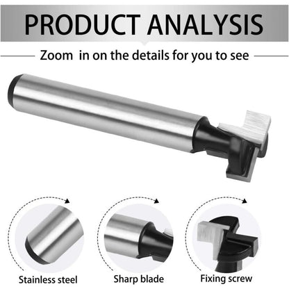 8mm T-slot Router Bit, T-Shaped Router Bits, 3pcs (7.93/9.52/12.7mm) Shank with Blade Woodworking Router Bits V1237-ZY-203-3140