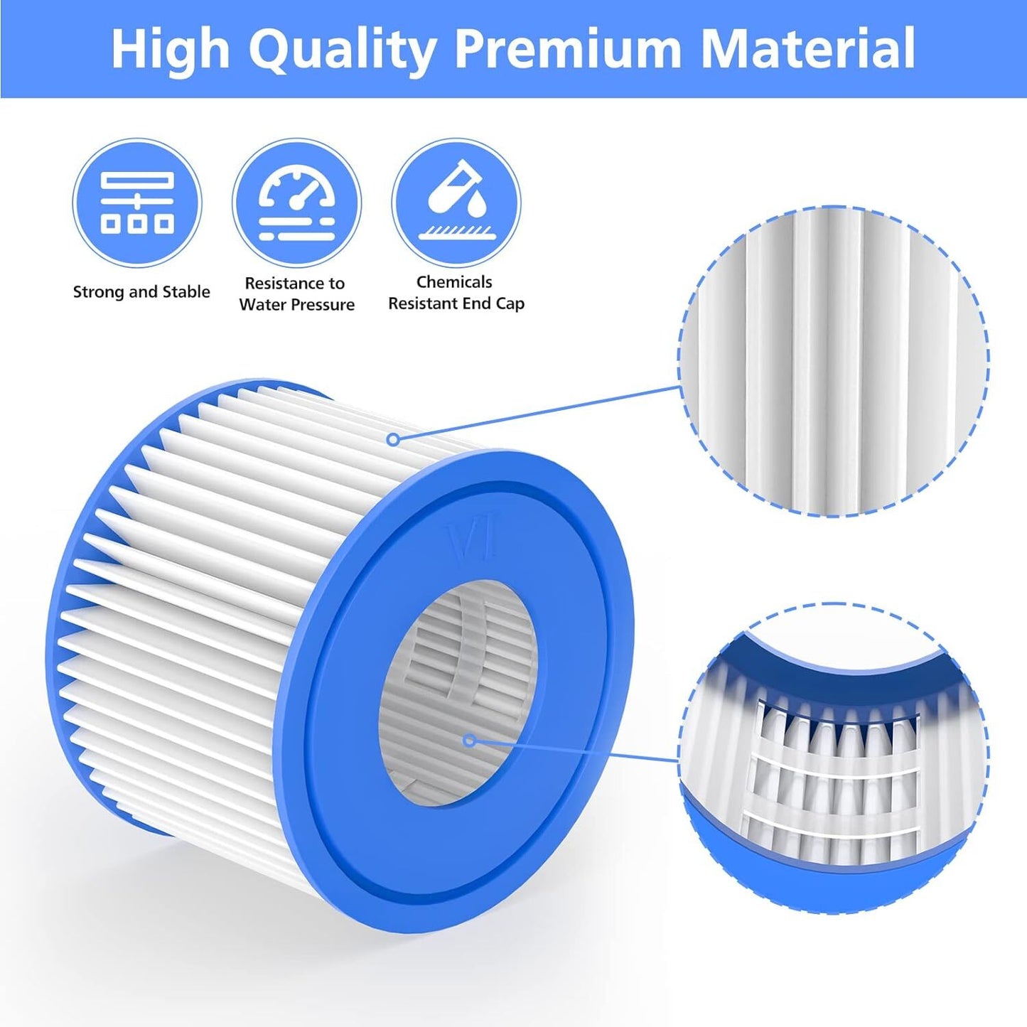 Lay-Z-Spa Filter Cartridge (VI), Compatible with All Lay-Z-Spa Hot Tub Models 2pcs V1237-ZY-203-3145