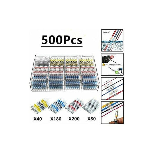 500pcs Electrical Cable Lugs Solder Heat Shrink Tubing, Maidodo Heat Shrink Tubing Solder Butt Joint V1237-ZY-203-3147
