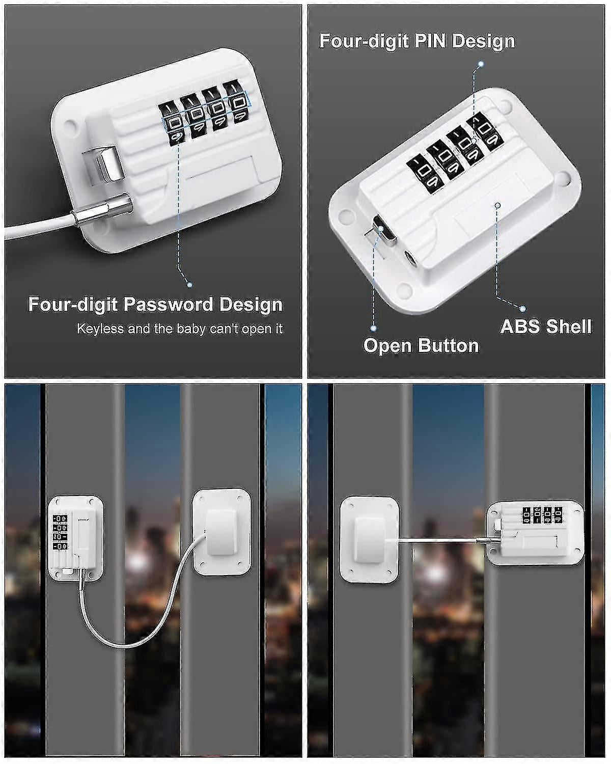 Self-Adhesive Refrigerator Lock Pack for Adults, White, Combination Lock, Refrigerator Safety Lock, for V1237-ZY-203-3151