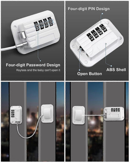 Self-Adhesive Refrigerator Lock Pack for Adults, White, Combination Lock, Refrigerator Safety Lock, for V1237-ZY-203-3151