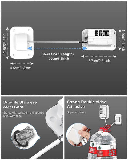 Self-Adhesive Refrigerator Lock Pack for Adults, White, Combination Lock, Refrigerator Safety Lock, for V1237-ZY-203-3151