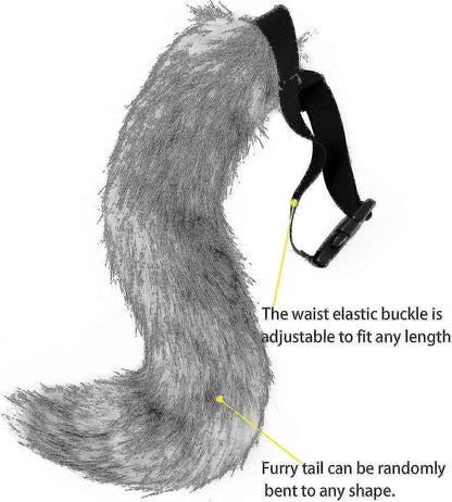 Artificial Fur Fox Tail Cat Werewolf Cosplay Costume Set Plush Mask Fluffy Paws Gloves Halloween Christmas V1237-ZY-203-3153
