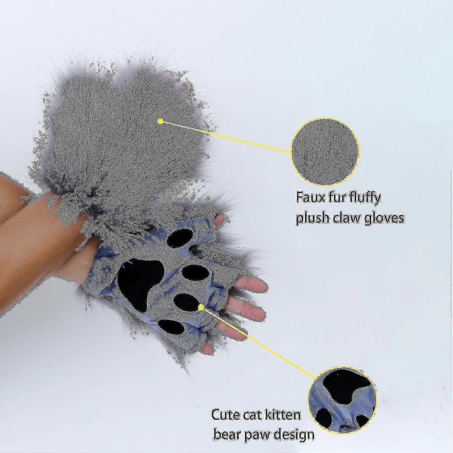 Artificial Fur Fox Tail Cat Werewolf Cosplay Costume Set Plush Mask Fluffy Paws Gloves Halloween Christmas V1237-ZY-203-3153