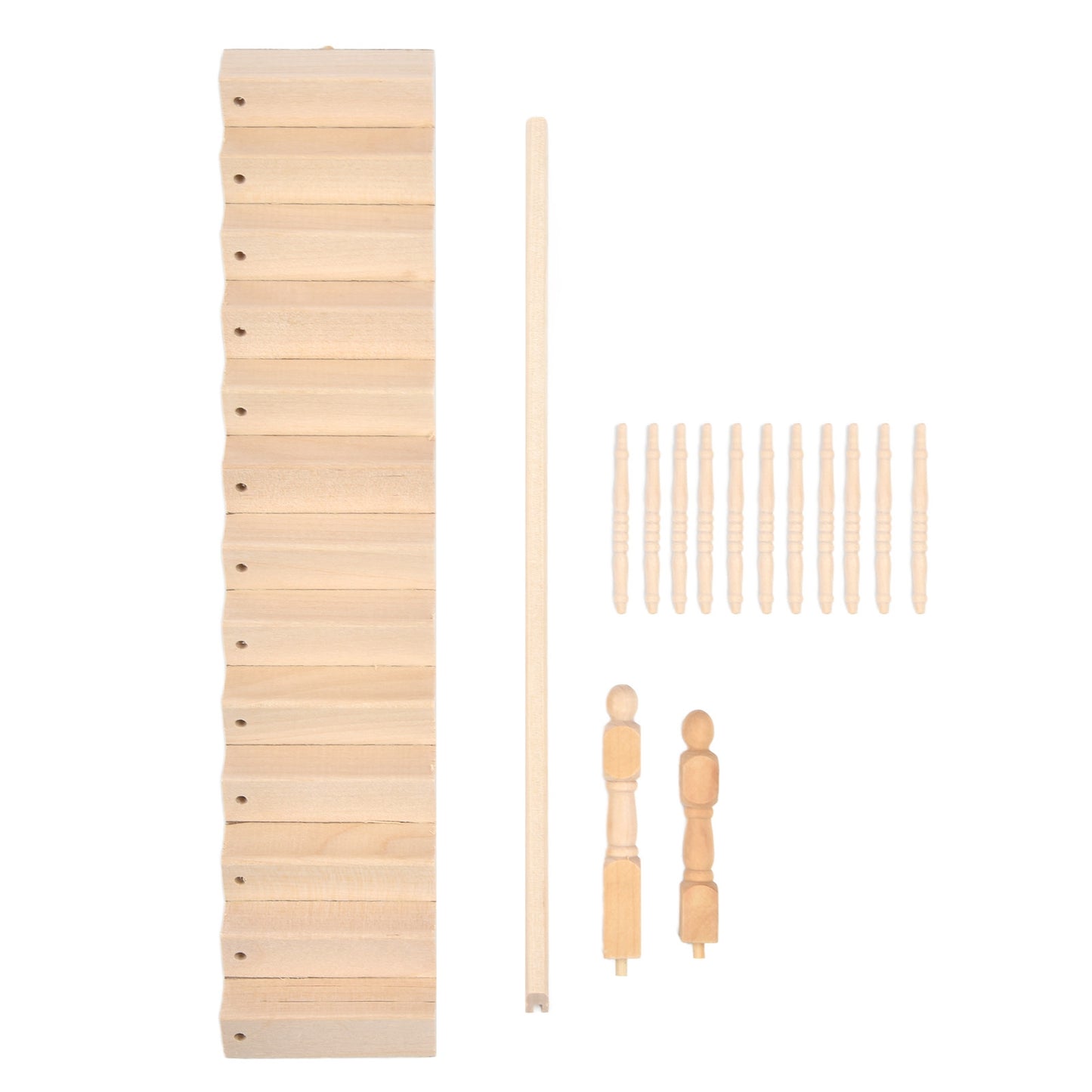 Dollhouse Stairs Smooth Rounded Corners Birch Material DIY Vivid Cute 1/12 Scale Miniature Staircase for V1237-ZY-203-3169