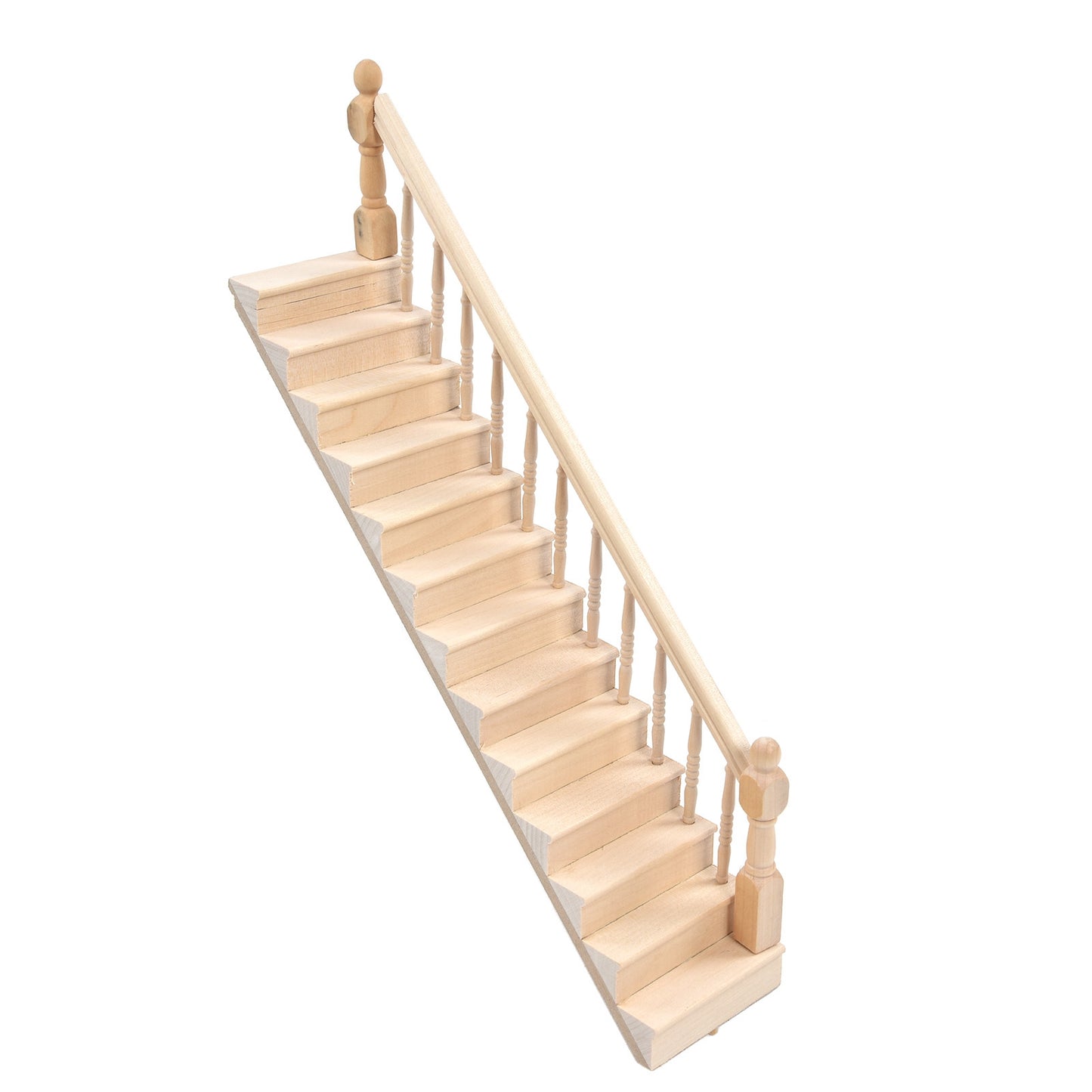 Dollhouse Stairs Smooth Rounded Corners Birch Material DIY Vivid Cute 1/12 Scale Miniature Staircase for V1237-ZY-203-3169