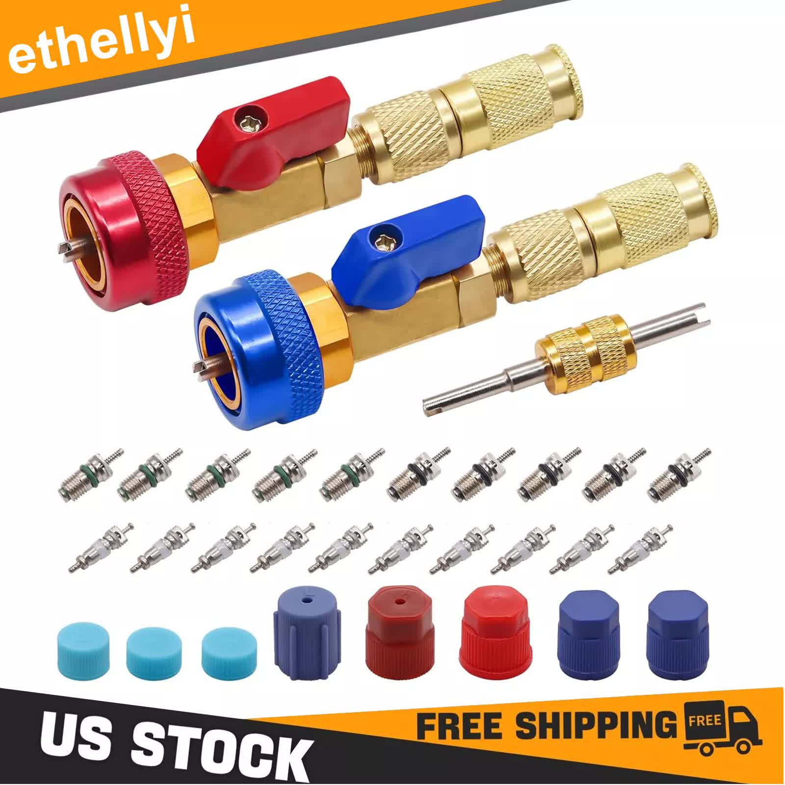 Professional Car AC Repair Kit, Schrader Valve Core Removal Tool with Quick Release for High and Low Pressure V1237-ZY-203-3189