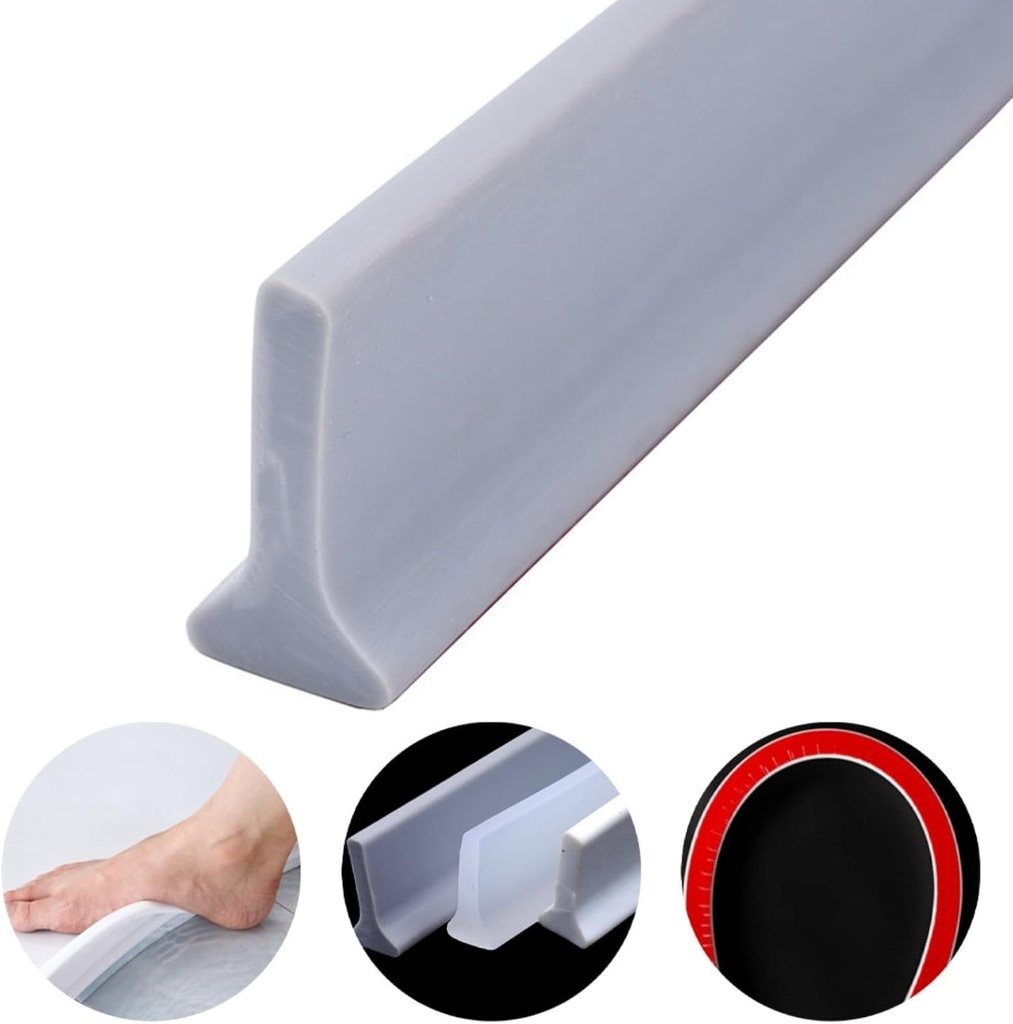 Shower Threshold / Water Barrier - Self-Adhesive Shower Strip - 2m Black V1237-ZY-203-3228