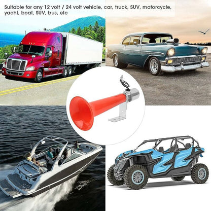 12V 24V Turkish Horn, 180dB Red Universal Truck Horn for SUVs Motorcycles Caravans V1237-ZY-203-3274