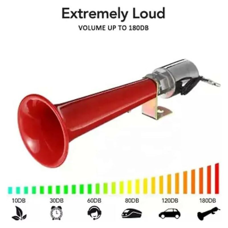 12V 24V Turkish Horn, 180dB Red Universal Truck Horn for SUVs Motorcycles Caravans V1237-ZY-203-3274