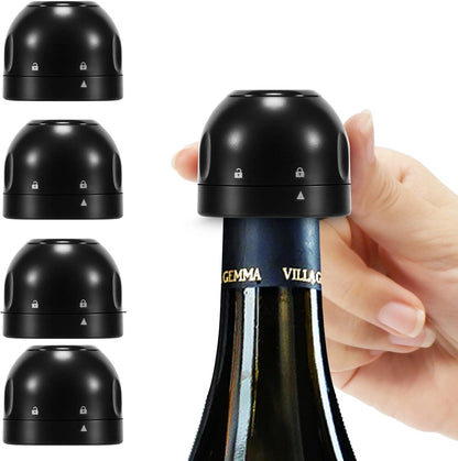 Champagne stopper, wine stopper, 4-pack, universal, reusable, silicone, sealed, leak-proof V1237-ZY-203-3280