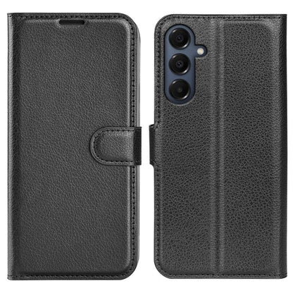 Samsung Galaxy A17 5G Litchi Texture Case with Horizontal Flip and Stand Black_max Black V1237-ZY-203-3301