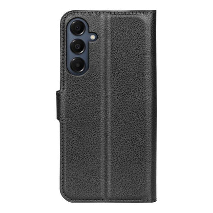 Samsung Galaxy A17 5G Litchi Texture Case with Horizontal Flip and Stand Black_max Black V1237-ZY-203-3301