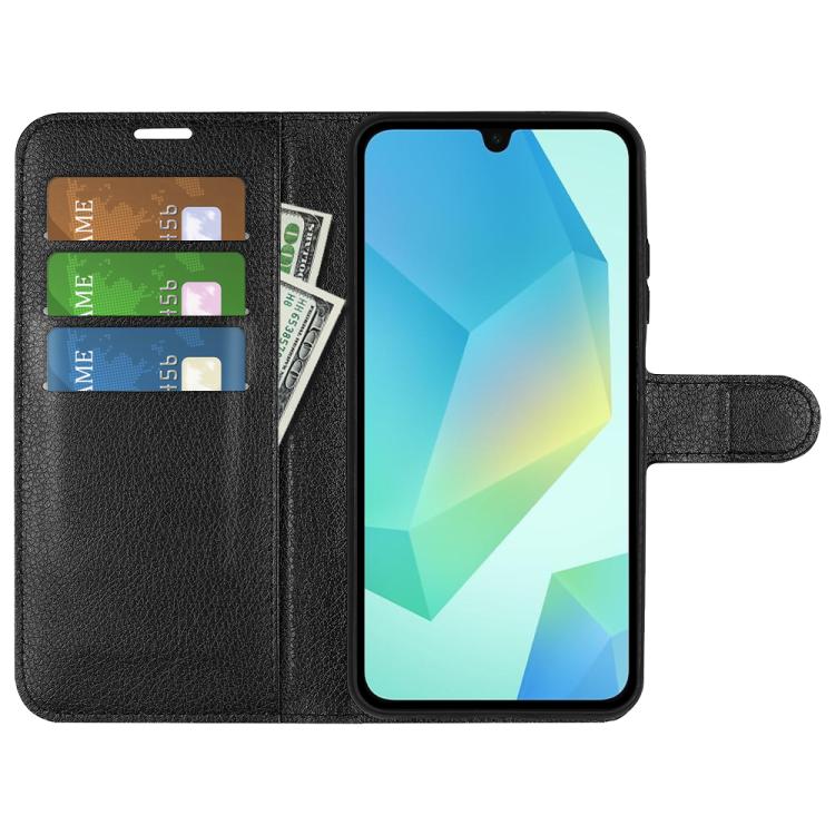 Samsung Galaxy A17 5G Litchi Texture Case with Horizontal Flip and Stand Black_max Black V1237-ZY-203-3301