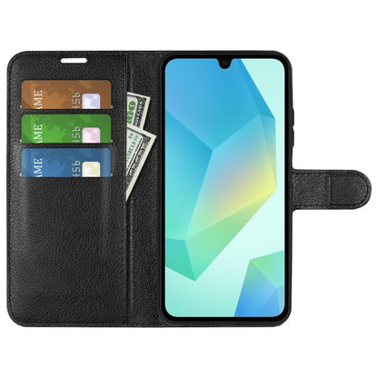 Samsung Galaxy A17 5G Litchi Texture Case with Horizontal Flip and Stand Black_max Black V1237-ZY-203-3301