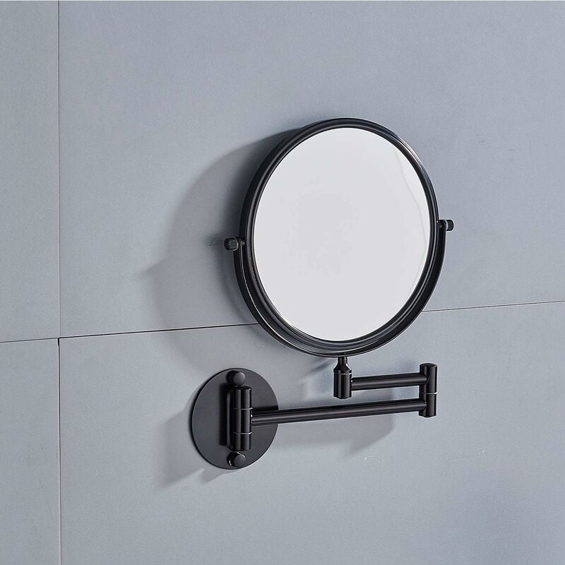Wall Mounted Makeup Mirror x3, Black Makeup Mirrors Bathroom Mirror 20cm Double Wall Mirror, 360 degrees V1237-ZY-203-3317