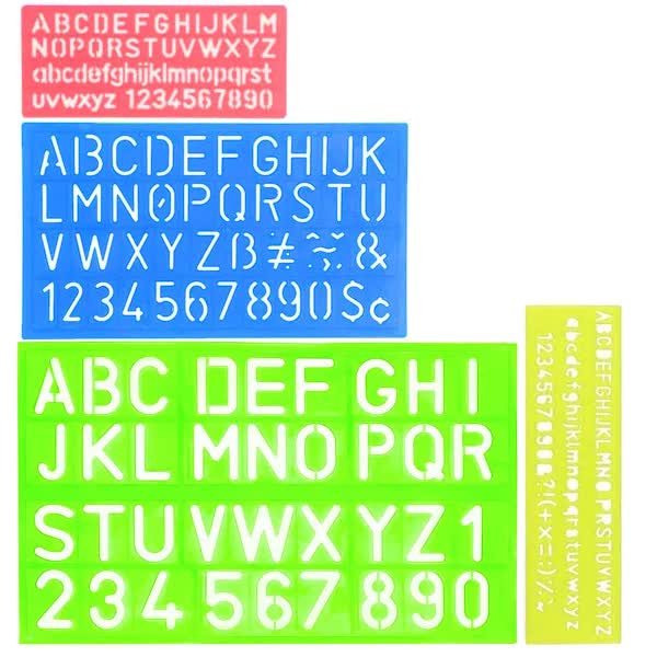 4-piece stencil set, letter stencils, plastic number stencils, stencils in various sizes, painting stencils V1237-ZY-203-3349