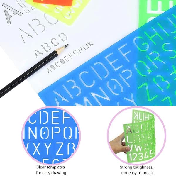 4-piece stencil set, letter stencils, plastic number stencils, stencils in various sizes, painting stencils V1237-ZY-203-3349