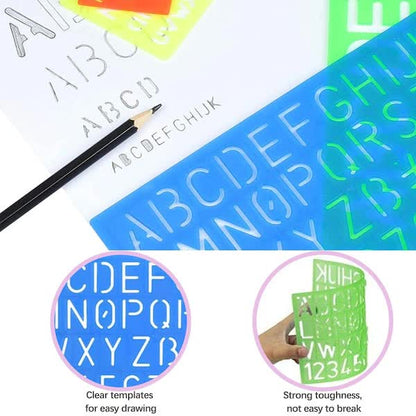 4-piece stencil set, letter stencils, plastic number stencils, stencils in various sizes, painting stencils V1237-ZY-203-3349