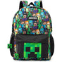 Minecraft Backpack for Boys | Black School Bag for Kids | Green Creeper Zombie Skeleton Enderman & Cave V1237-ZY-203-3355
